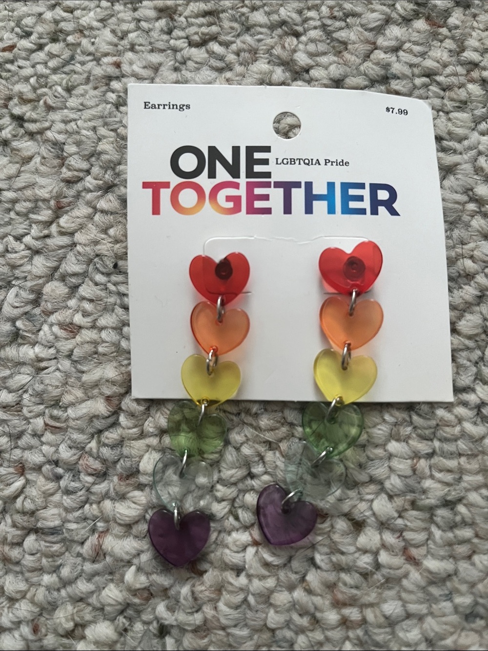 ONE TOGETHER Rainbow Heart Dangle Earrings - Multi-Color